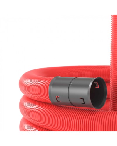Двустенная труба ПНД гибкая для кабельной канализации д.40мм с протяжкой, SN18, 500Н, 50м, красный DKC 121940 во Владивостоке Труба гофрированная Pintop.ru