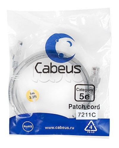 Шнур коммутационный RJ-45 кат.5е (3 м) Cabeus PC-UTP-RJ45-Cat.5e-3m-OR во Владивостоке Патчкорды (медные) Pintop.ru