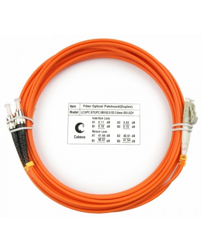 Шнур оптический duplex LC-ST 62,5/125 mm 5м LSZH Cabeus FOP-62-LC-ST-5m во Владивостоке Патч-корды оптические Pintop.ru