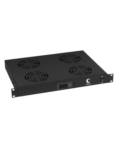 Панель вентиляционная с 4 вентиляторами с цифровым термодатчиком (черный) Cabeus JG03t-BK во Владивостоке Вентиляторные модули Pintop.ru