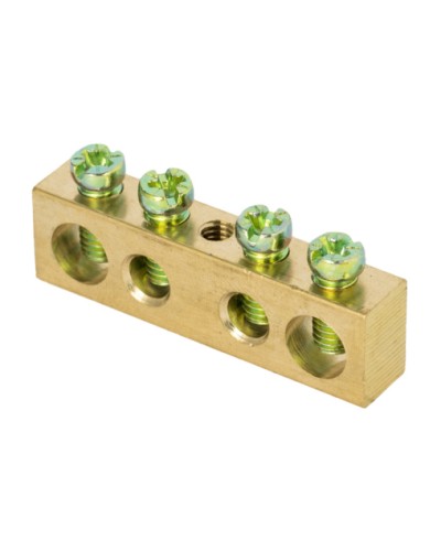 Шина PEN ноль-земля (8х12мм) 4 отверстия латунь крепеж по центру EKF PROxima (sn0-125-4-c) во Владивостоке Клеммные колодки Pintop.ru