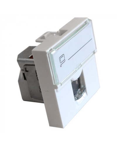 Вставка Mosaic 45x45, RJ-45 STP, кат.6, со шторкой и увеличенным окном маркировки, белая LANMASTER LAN-SIP-23S6-WH во Владивостоке Модули Keystone Pintop.ru