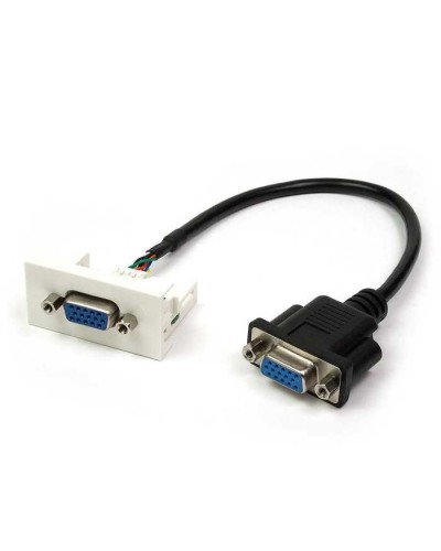 Вставка Mosaic 22.5x45 с адаптером VGA D-SUB HDB-15 мама, со шнуром 20 см мама, белая LANMASTER LAN-WA-LP-VGA-FF-0.2 во Владивостоке Аксессуары для стоек и шкафов Pintop.ru