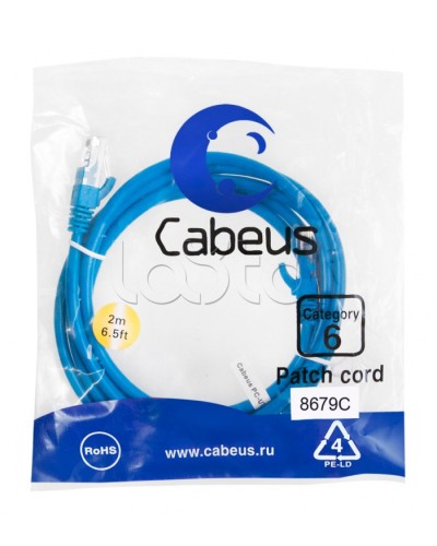 Патч-корд U/UTP Cabeus PC-UTP-RJ45-Cat.6-2m-BL-LSZH во Владивостоке Патчкорды (медные) Pintop.ru