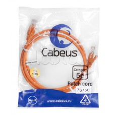 Патч-корд медный U/UTP кат.5е (1м) LSZH (оранжевый) Cabeus (PC-UTP-RJ45-Cat.5e-1m-OR-LSZH)
