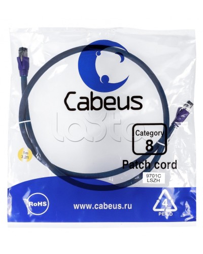 Патч-корд S/FTP Cabeus PC-SSTP-RJ45-Cat.8-1m-LSZH во Владивостоке Патчкорды (медные) Pintop.ru