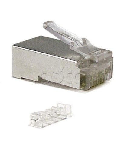 Коннектор RJ-45 под витую пару, категория 6 (50 µ/ 50 микродюймов), экранированный, универсальный (для одножильного и многожильного кабеля), со вставкой Cabeus 8P8C-SH-C6-TWP во Владивостоке Коннекторы и разъемы Pintop.ru