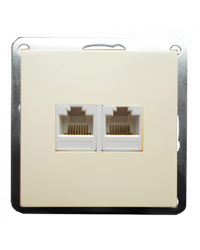 Розетка телефонная двойная 2хRJ-11 с накладкой (бежевый) LK60 (865601-1) во Владивостоке Розетки компьютерные и телефонные Pintop.ru