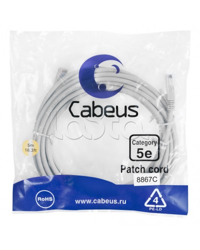Патч-корд медный U/UTP кат.5е (5м) LSZH (черный) Cabeus (PC-UTP-RJ45-Cat.5e-5m-BK-LSZH) во Владивостоке Патчкорды (медные) Pintop.ru