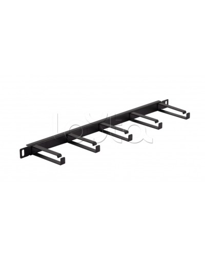 Органайзер горизонтальный 19 0.5U, 5 колец (Черный) Cabeus (JB08-0,5U-BK) во Владивостоке Кабельные органайзеры Pintop.ru