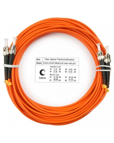 Шнур оптический duplex ST-ST 62,5/125 mm 10м LSZH Cabeus FOP-62-ST-ST-10m во Владивостоке Патч-корды оптические Pintop.ru