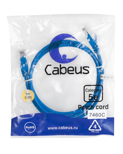 Патч-корд медный U/UTP категория 5е (1м) LSZH (синий) Cabeus (PC-UTP-RJ45-Cat.5e-1m-BL-LSZH) во Владивостоке Патчкорды (медные) Pintop.ru