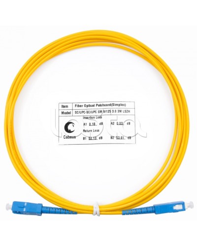Патч-корд волоконно-оптический (шнур) SM 9/125 simplex SC-SC LSZH (3м) Cabeus FOP(s)-9-SC-SC-3m во Владивостоке Патч-корды оптические Pintop.ru