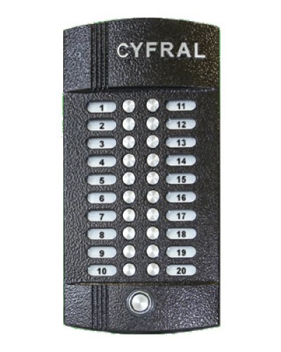 Блок вызова аудиодомофона на 20 абонентов Цифрал M-20M/T во Владивостоке Блоки вызова многоабонентные Pintop.ru