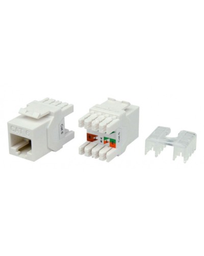 Вставка Keystone Jack RJ-45(8P8C) Hyperline KJ8-8P8C-C6-180-WH во Владивостоке Модули Keystone Pintop.ru