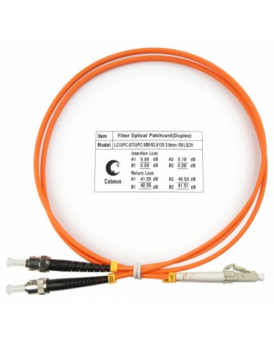 Шнур оптический duplex LC-ST 62,5/125 mm 1м LSZH Cabeus FOP-62-LC-ST-1m во Владивостоке Патч-корды оптические Pintop.ru