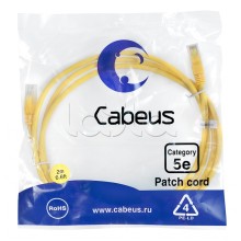Патч-корд UTP, категория 5e, 2 м, неэкранированный, желтый Cabeus PC-UTP-RJ45-Cat.5e-2m-YL