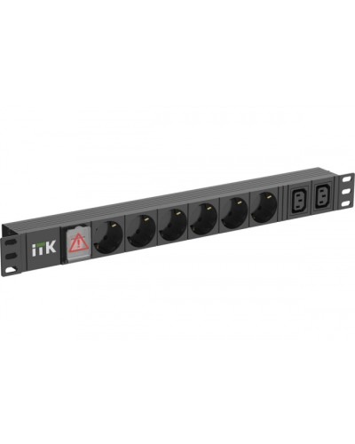 ITK 6 розеток нем. ст. + 2 С13 LED 1U вх. С14 алюмин.(PH12-6D2C133) во Владивостоке Блоки розеток Pintop.ru