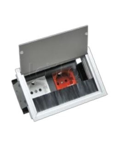 Люк настольный встраиваемый на 2 модуля (45х45мм) с крышкой, алюминий IP20 Экопласт 70042 во Владивостоке Системы лючков и колонн Pintop.ru