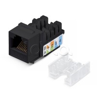 Вставка Keystone Jack RJ-45, категория 6, заделка тип 110, черная, со стяжкой Cabeus KJ-RJ45-Cat.6-90-SW-BK