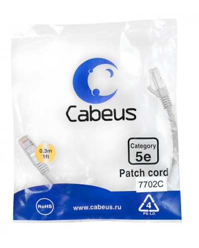 Патч-корд FTP, категория 5e, 0.3 м, экранированный, серый Cabeus PC-FTP-RJ45-Cat.5e-0.3m во Владивостоке Патчкорды (медные) Pintop.ru
