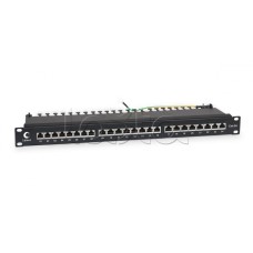 Патч-панель 19", 1U, 24 порта RJ-45, категория 6A, полностью экранированная, с задним кабельным организатором Cabeus PL-24-Cat.6A-SH-Dual IDC