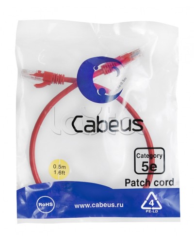 Патч-корд медный U/UTP кат.5е (0,5м) LSZH (красный) Cabeus (PC-UTP-RJ45-Cat.5e-0.5m-RD-LSZH) во Владивостоке Патчкорды (медные) Pintop.ru