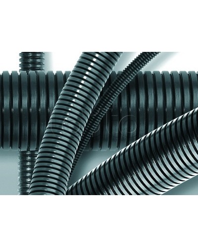 Труба ПА 6 гибкая гофр. д.29мм, ПВ-0, без протяжки, 50м, цвет тёмно-серый DKC 80029 во Владивостоке Труба гофрированная Pintop.ru