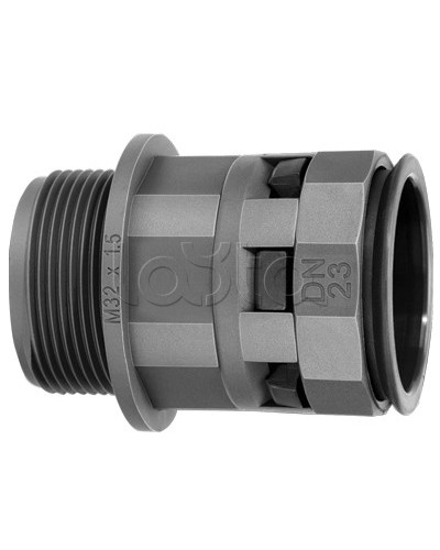 Муфта труба-коробка DN 48 мм, М63х1,5, полиамид, цвет черный DKC PAM48M63N во Владивостоке Повороты, муфты, тройники Pintop.ru