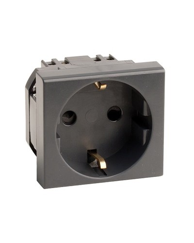 Розетка силовая 2Р+Е, со шторками, «Viva», 2 мод., цвет черный DKC (45205) во Владивостоке Аксессуары для кабель-канала Pintop.ru