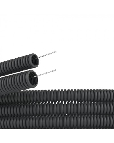 Труба ПВХ гибкая гофрированная. д.16мм, лёгкая с протяжкой,100м черный DKC 91916B во Владивостоке Труба гофрированная Pintop.ru