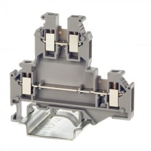 Клемма двухуровневая, винтовой зажим, 4 точки подключения, 4 кв.мм, серая DKC (KRUKB-5)