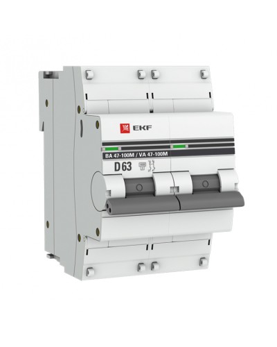 Автоматический выключатель 2P 63А (D) 10kA ВА 47-100M без теплового расцепителя EKF (mcb47100m-2-63D-pro) во Владивостоке Электротехническое оборудование Pintop.ru