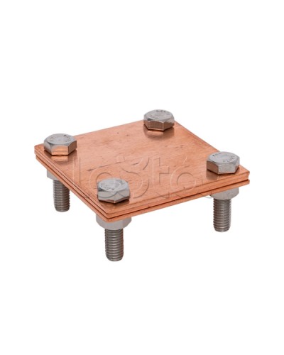Зажим полоса 40 - полоса 40 (3 пластины 70x70мм) Cu EKF PROxima (lp-g3105-cu) во Владивостоке Крепежные изделия Pintop.ru