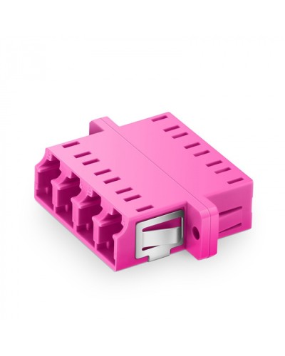 Оптический адаптер OM4, квадро LC, с фланцами, пурпурный Eurolan (36A-40-4L-02MG) во Владивостоке Проходные адаптеры и розетки оптические Pintop.ru