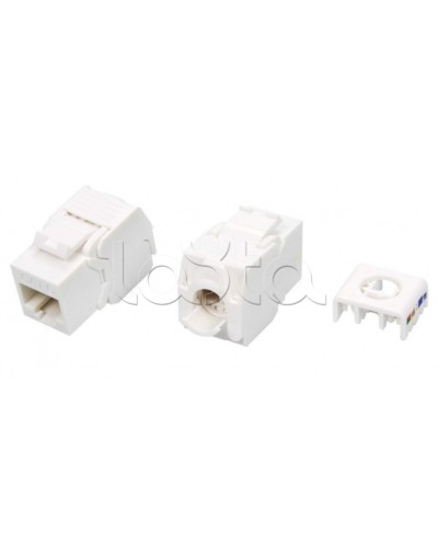 Вставка Keystone Jack RJ-45(8P8C) Hyperline KJ8-8P8C-C6-180-TLS-WH во Владивостоке Модули Keystone Pintop.ru