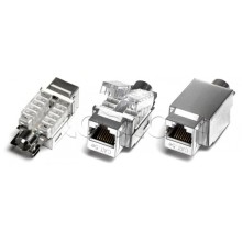 Модуль Keystone Jack серии KJNE, RJ-45 (8P8C), категория 5e, 110 IDC Hyperline KJNE-8P8C-C5e-90-SH-F-WH