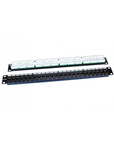 Патч-панель 19, 1U, 24 порта RJ-45, категория 5e, Dual IDC, ROHS, цвет черный Hyperline PP3-19-24-8P8C-C5E-110D во Владивостоке Патч панель Pintop.ru