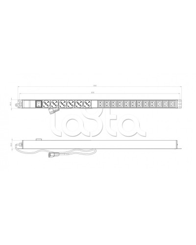 Блок розеток вертикальный черн Hyperline (SHE-6SH-12IEC-2.5AIEC) во Владивостоке Блоки розеток Pintop.ru