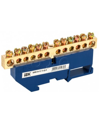Шина N ноль на DIN-изоляторе ШНИ-8х12-12-Д-С IEK (YNN10-812-12D-K07) во Владивостоке Клеммные колодки Pintop.ru