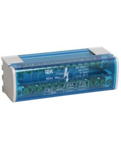 Шина «N» нулевая на DIN-рейку в корпусе 2Х15 групп IEK YND10-2-15-125 во Владивостоке Аксессуары для стоек и шкафов Pintop.ru