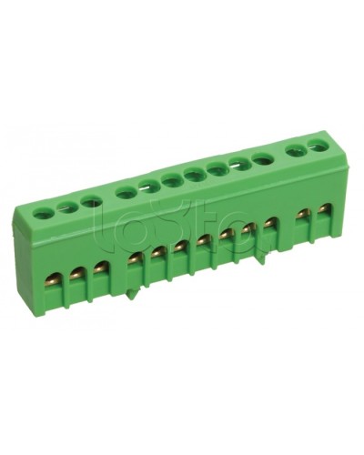 Шина ЗЕМЛЯ в корпусе изолированная на DIN-рейку ШНИ-6х9-12-К-З IEK YNN10-69-12KD-K06 во Владивостоке Клеммные колодки Pintop.ru