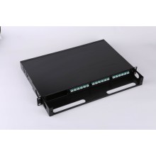 Бокс 19" на 4 кассеты MPO, 1U, черный LANMASTER LAN-FOBM-4MCS-1U