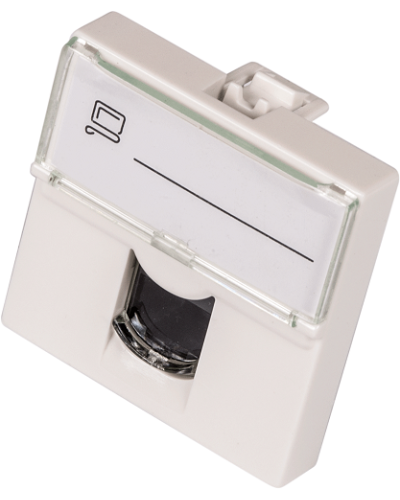 Вставка Mosaic 45x45, RJ-45 UTP, кат.6, со шторкой и увеличенным окном маркировки, белая LANMASTER LAN-SIP-23U6-WH во Владивостоке Аксессуары для кабель-канала Pintop.ru