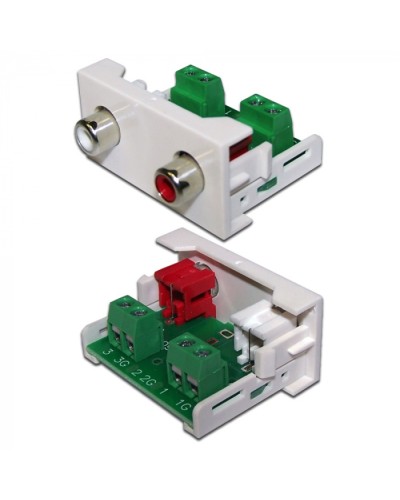 Вставка Mosaic 22.5x45 2xRCA Stereo Audio, белая LANMASTER (LAN-WA-LP-2RCA-WH) во Владивостоке Коннекторы и разъемы Pintop.ru