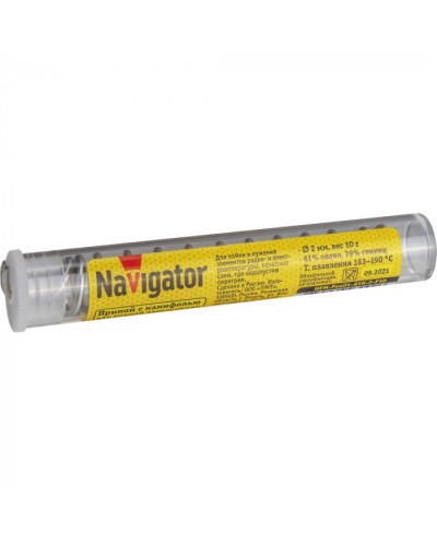 Припой Navigator 93 099 NEM-Pos01-61K-2-F10 (ПОС-61, колба, 2 мм, 10 гр) во Владивостоке Аксессуары для кабель-канала Pintop.ru