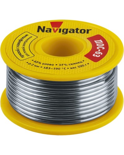 Припой Navigator 93 787 NEM-Pos05-63K-2-K100 (ПОС-63, катушка, 2 мм, 100 гр) во Владивостоке Аксессуары для кабель-канала Pintop.ru