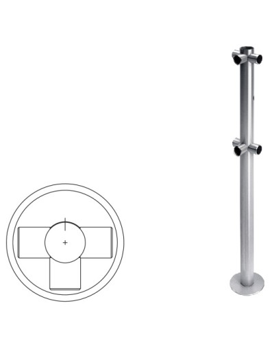 Стойка ограждения Т-образная с отверстием под фиксатор (антик серебро) Oxgard во Владивостоке Ограждения Pintop.ru