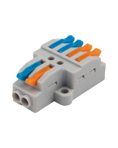 Разветвительная клемма СМК 2x2 2 полюса с монтажной площадкой 1 ввод 2 вывода (5 шт/уп) Rexant (07-5235-05) во Владивостоке Клеммные колодки Pintop.ru