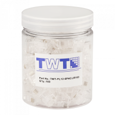 Коннектор RJ12 д/кабеля 4-ех контактный, 100 шт. в банке TWT-PL12-6P4C/JR100